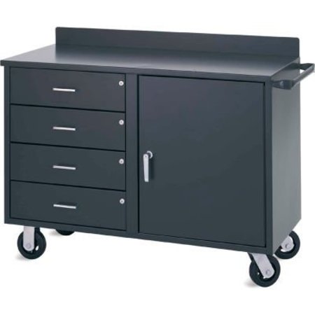 VALLEY CRAFT Valley Craft Vari Tuff Mobile Utility Cabinet, 4 Drawers/1 Door, Shelf, 46"W x 21"D, Gray F81834A7